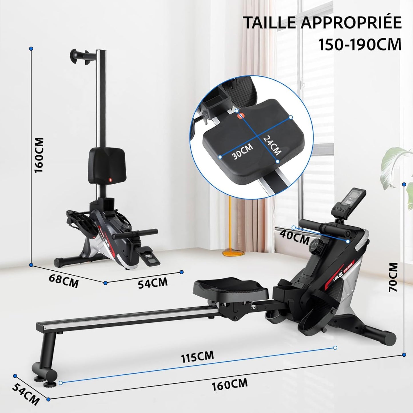 PROwer Rameur Pliable Mangnétique d'appartement 8 Niveaux de Résistance