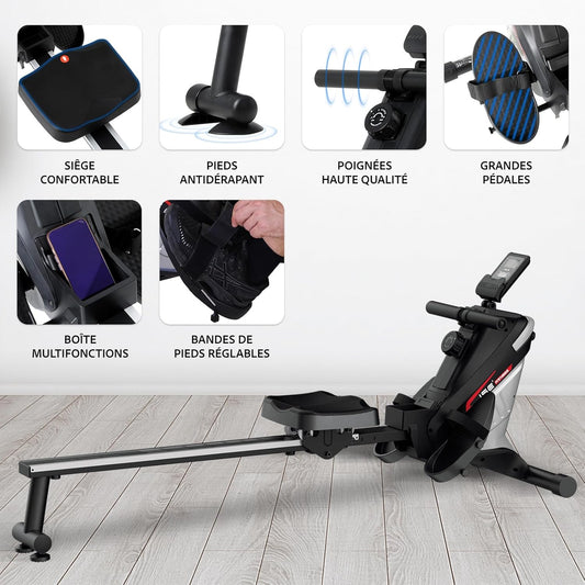 PROwer Rameur Pliable Mangnétique d'appartement 8 Niveaux de Résistance