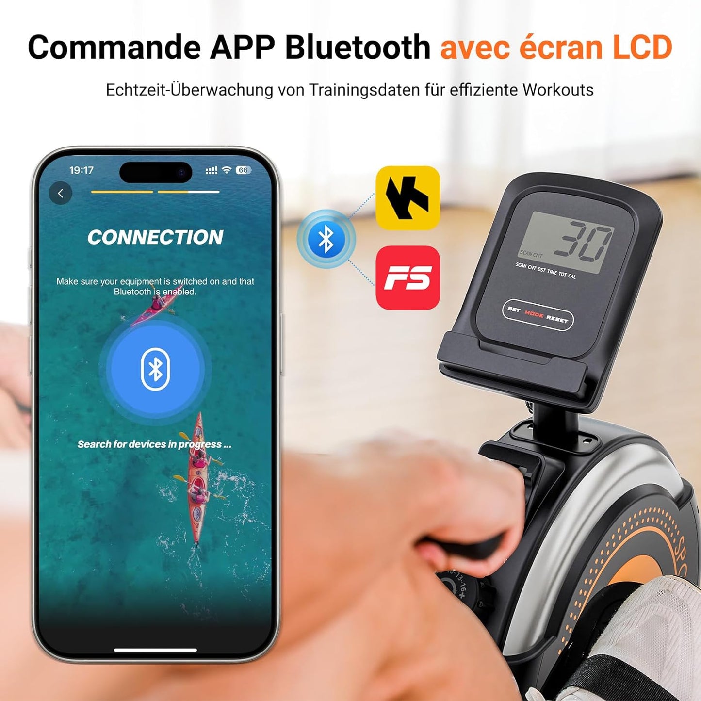 F203S Rameur Pliable Magnétique d'appartement 16 Niveaux de Résistance