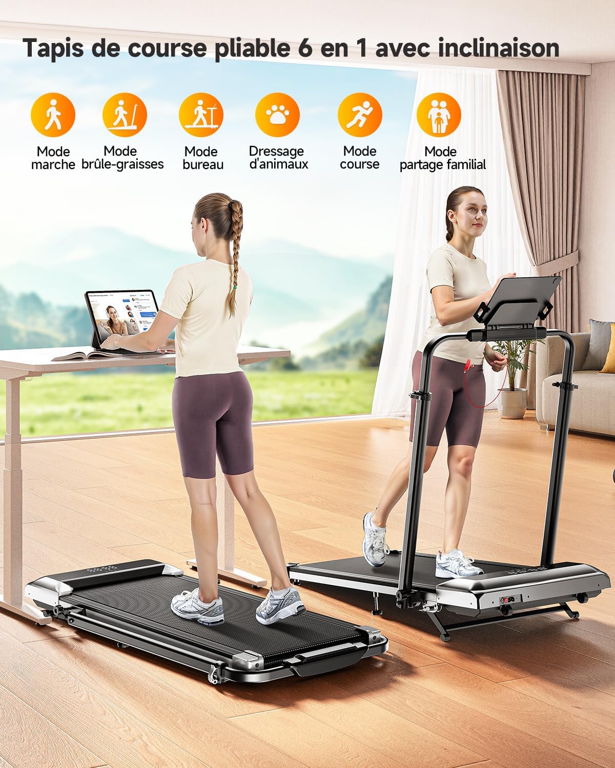 TP6 Run Tapis de Course Pliable 12 km/h avec Inclinaison 12%