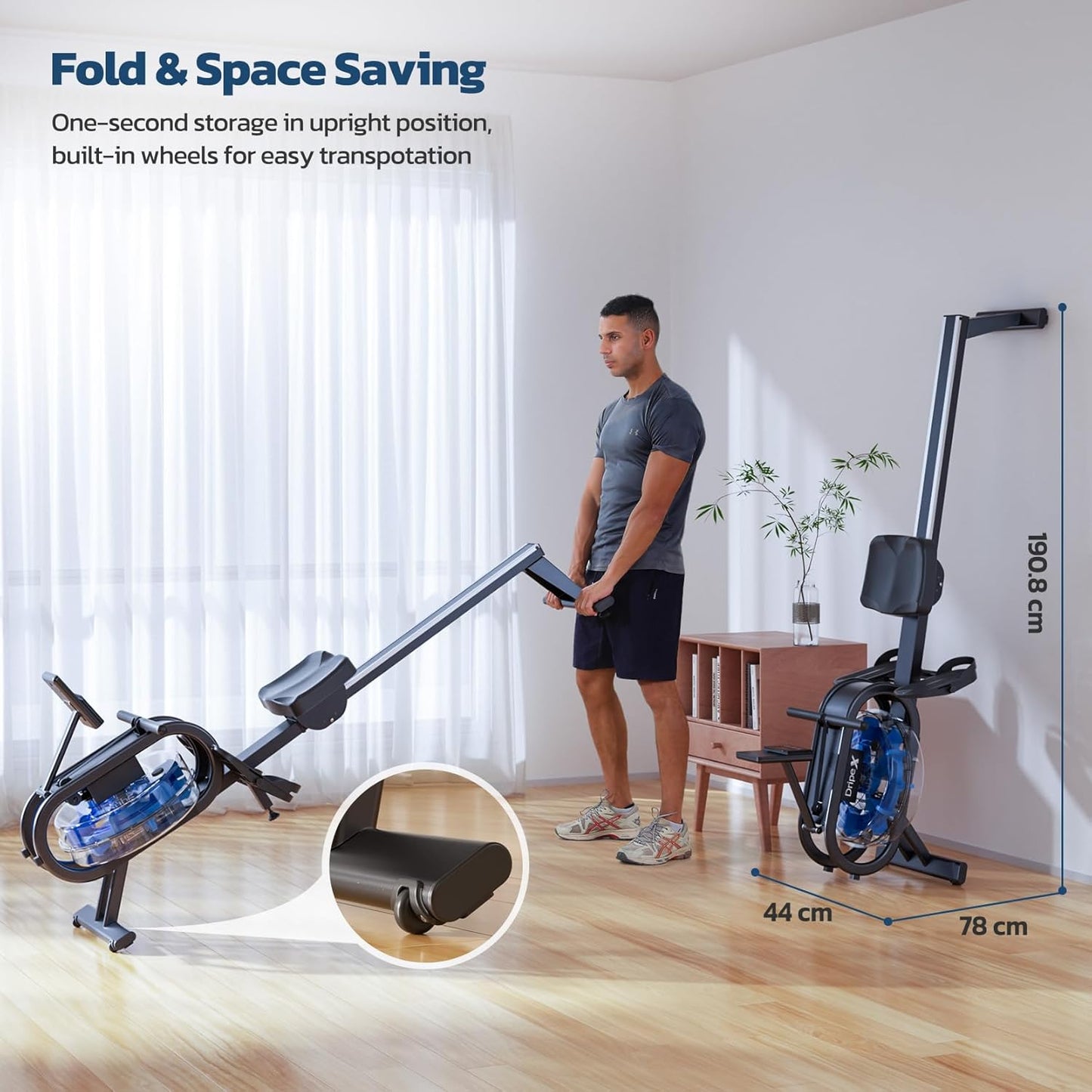 AquaLite Rameur à eau d'appartement 16 Niveaux de Résistance