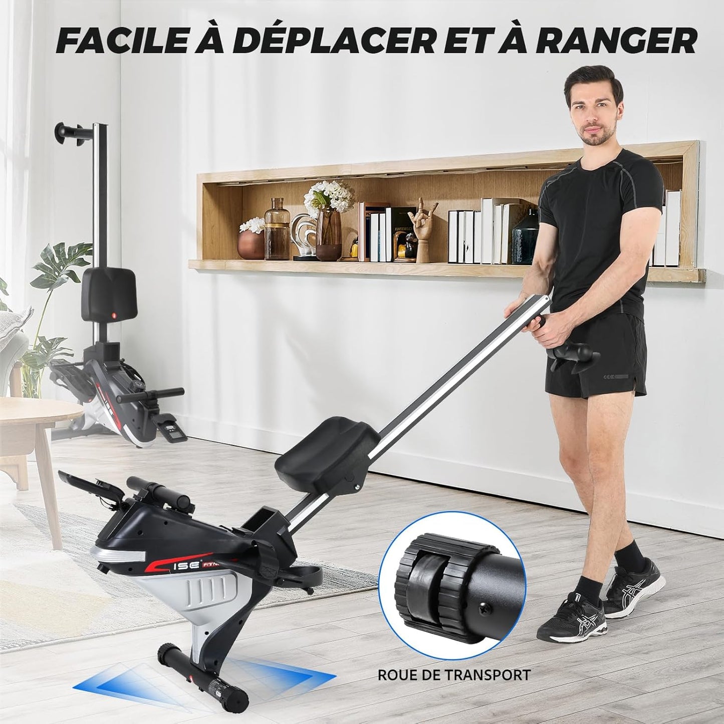 PROwer Rameur Pliable Mangnétique d'appartement 8 Niveaux de Résistance