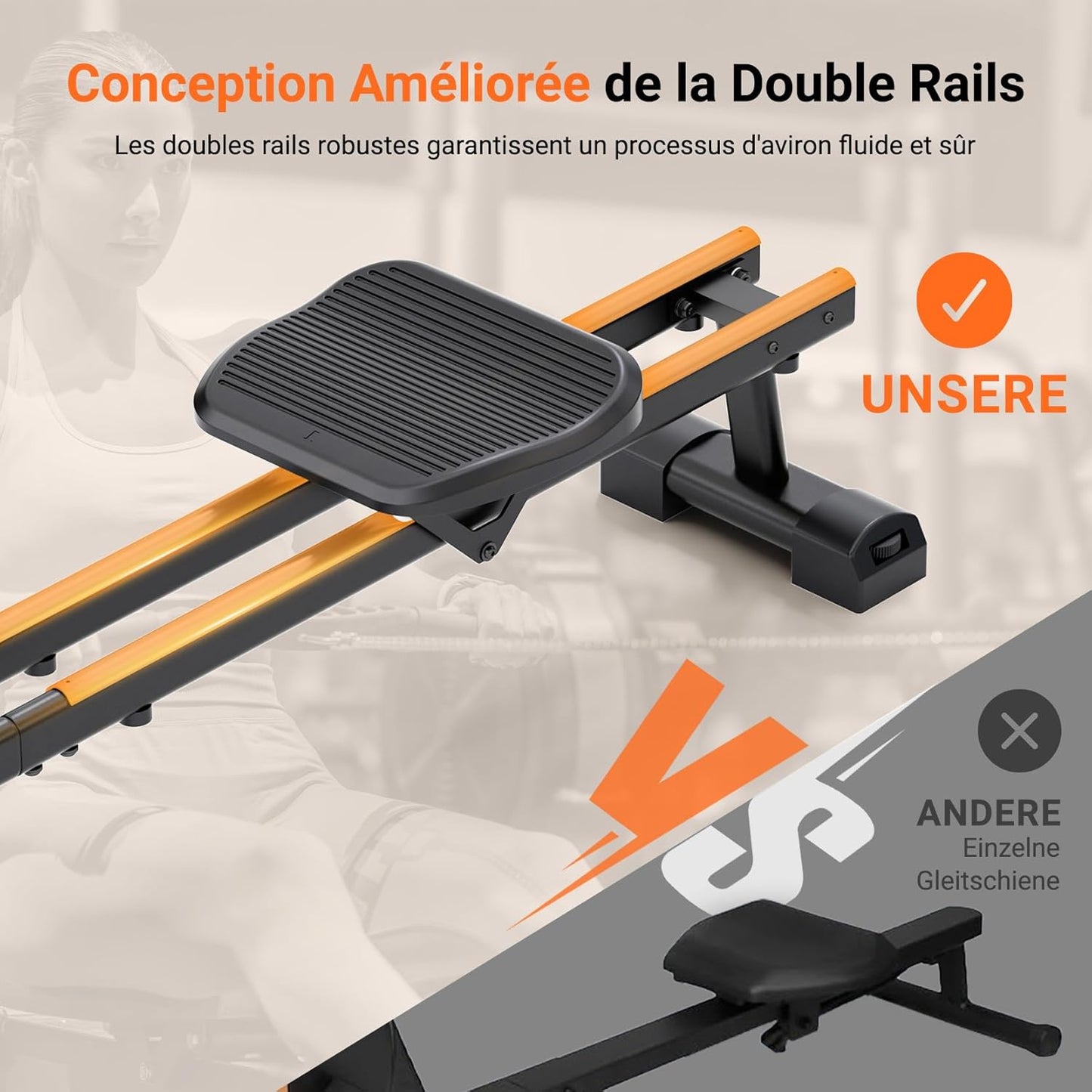 F203S Rameur Pliable Magnétique d'appartement 16 Niveaux de Résistance