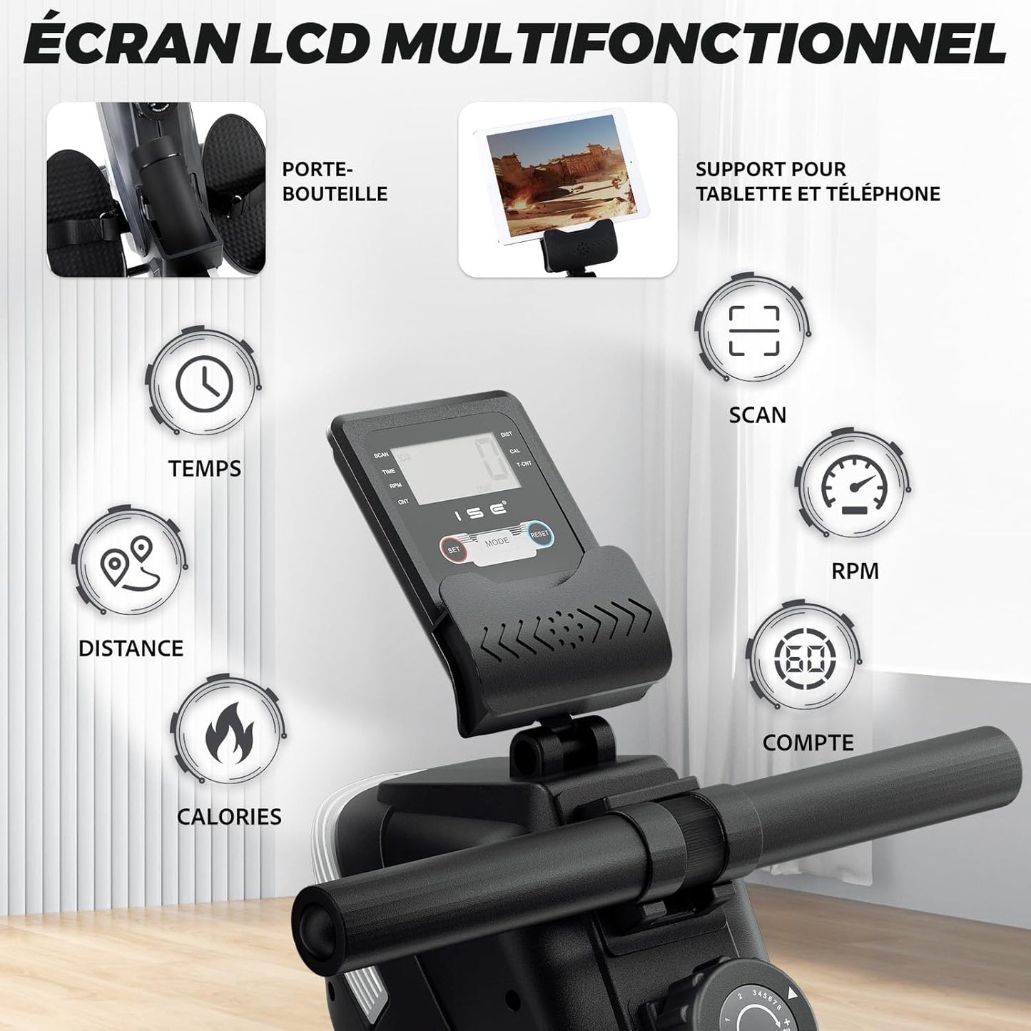 PROwer Rameur Pliable Mangnétique d'appartement 8 Niveaux de Résistance