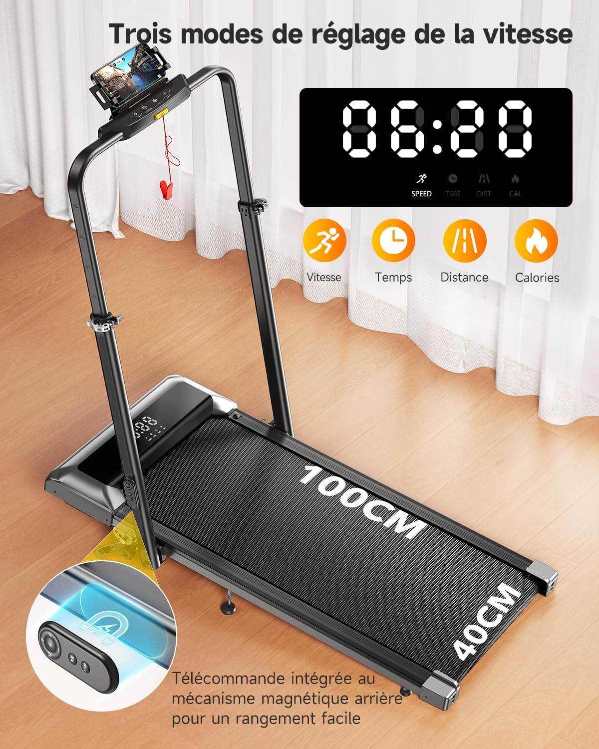 TP6 Run Tapis de Course Pliable 12 km/h avec Inclinaison 12%