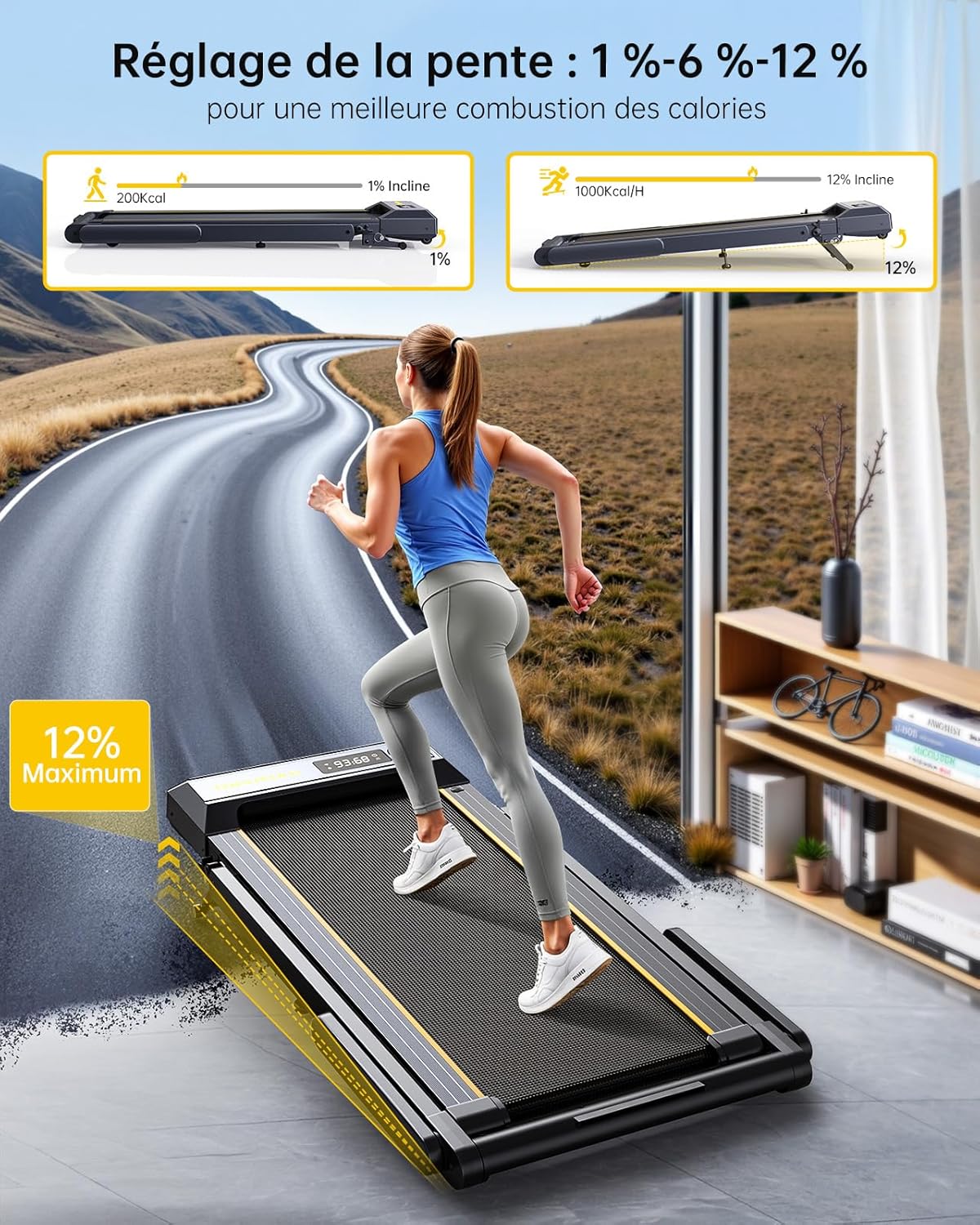 TP5 Pro S Tapis de Course Pliable 16 km/h inclinable 12%