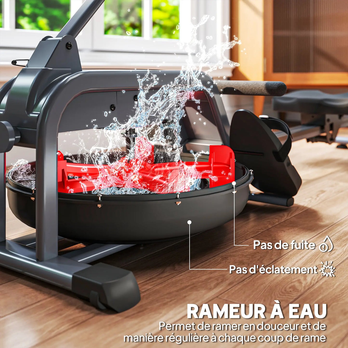 AquaElite ProS Rameur à eau d'appartement 6 Niveaux de Résistance