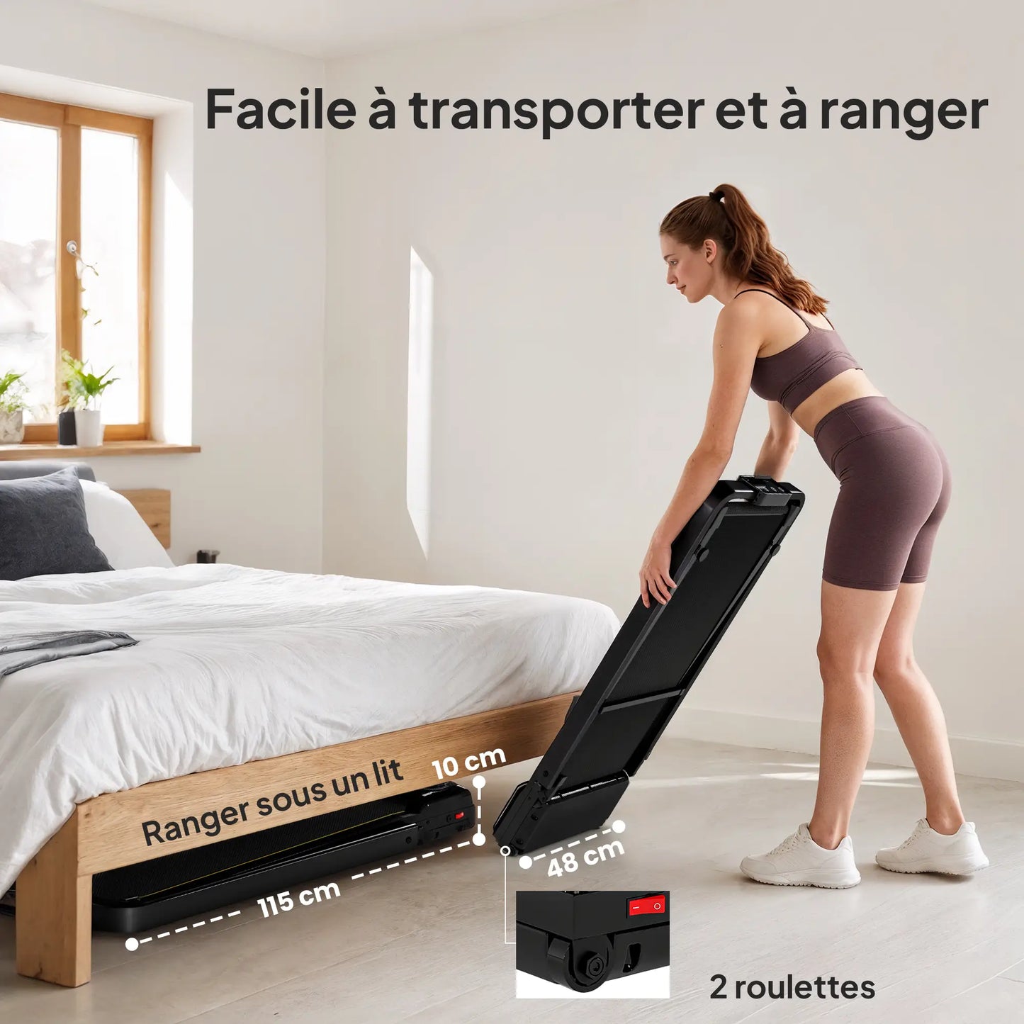 A90 Lite Tapis de marche et course 2 en 1 pliable 6 km/h 2.0 HP
