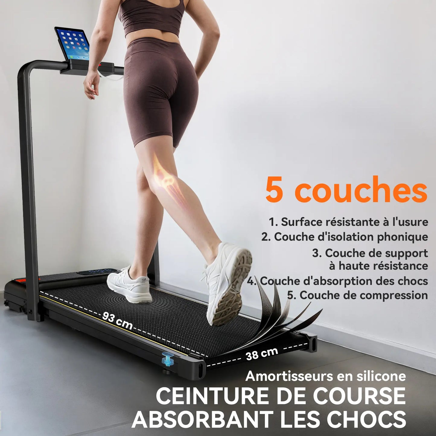 A90 Lite Tapis de marche et course 2 en 1 pliable 6 km/h 2.0 HP
