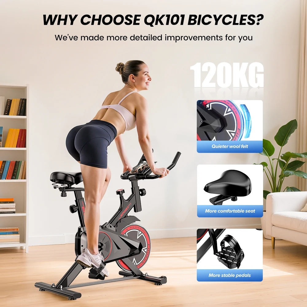 QK101 Vélo d'appartement Sliencieux avec Ecran LCD