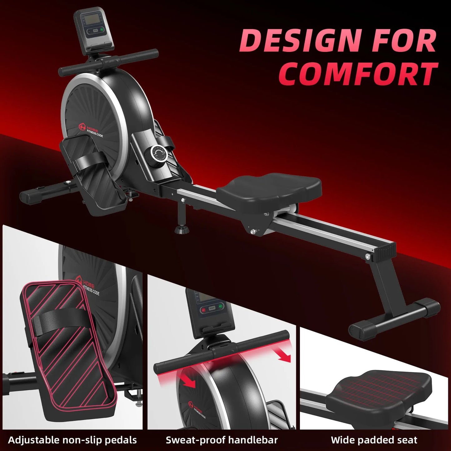 sRow Rameur Pliable Magnétique d'appartement 16 Niveaux de Résistance